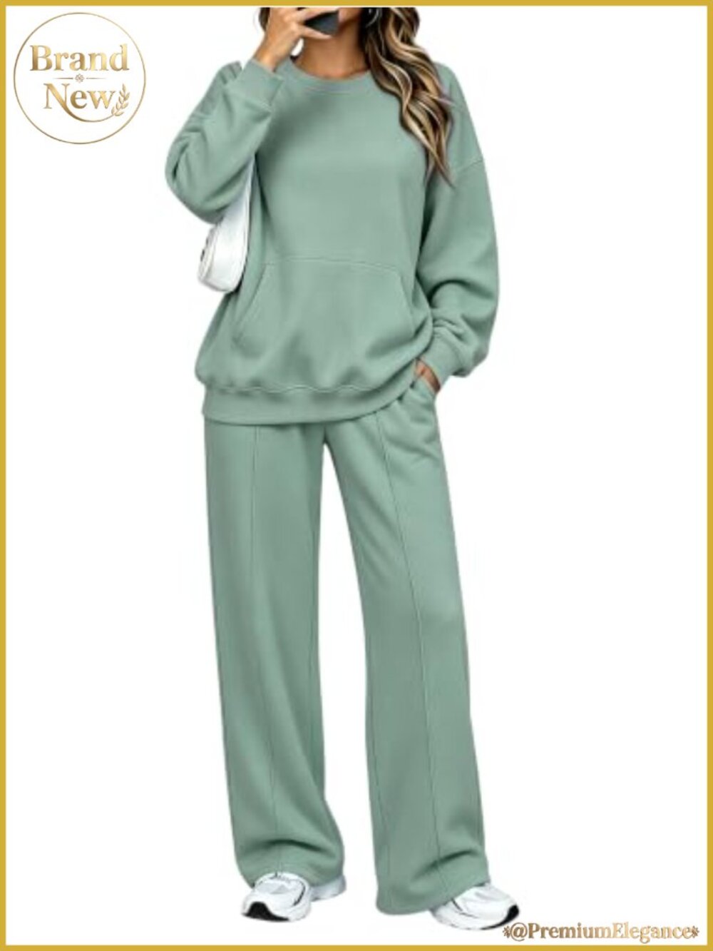 Women's 2-Piece Sweatsuit Lounge Set Oversized Sweatshirt Wide Leg Sweatpants